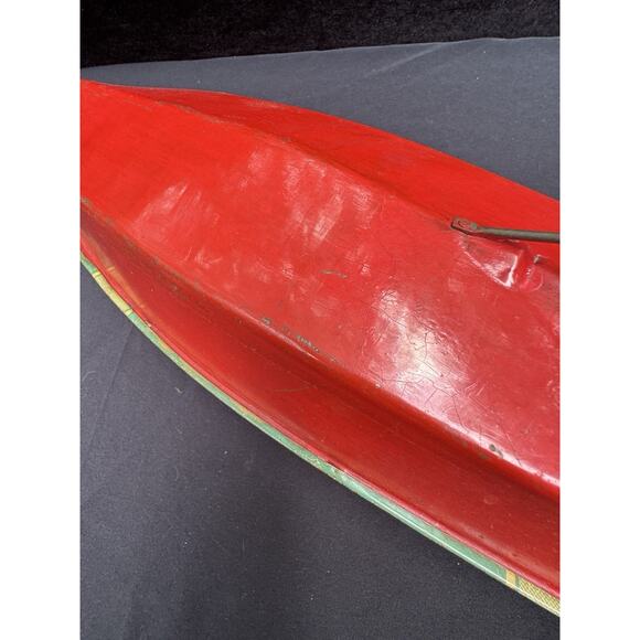 Vintage 30's-40's Large toy tin windup Speed Boat inboard battery light - Picture 12 of 12
